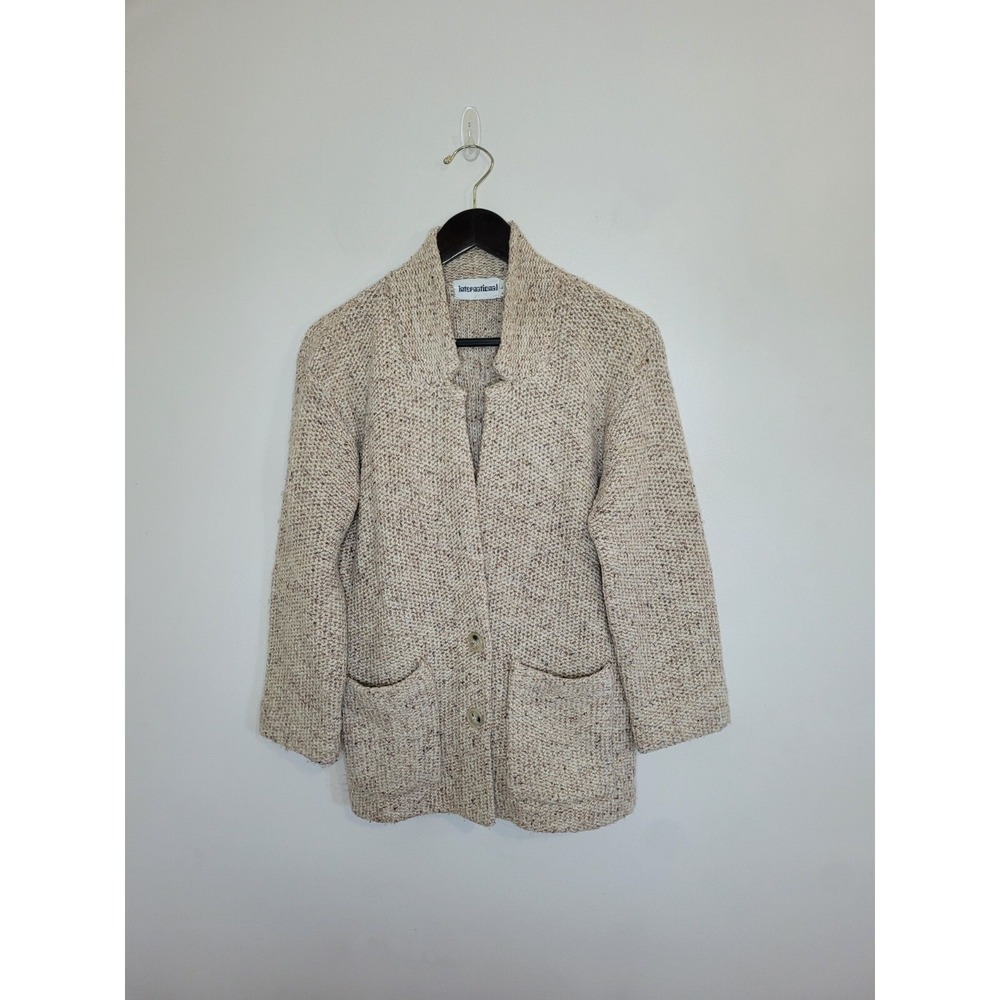VTG Wool Blend Button-front Large Cardigan Sweater Blazer Academia Preppy